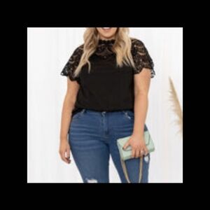 Chic Soul Black Lace Sleeve Top